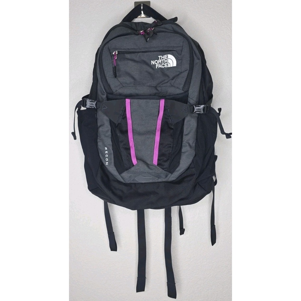 THE NORTH FACE Recon Commuter Backpack Gray Pink Laptop Pocket Hiking Outdoor